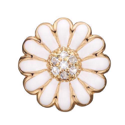Image of forgyldt sølv Collect læderarmbånds charm Topaz Marguerite hvid marguerit med 7 hvide ægte topaser fra Christina Collect